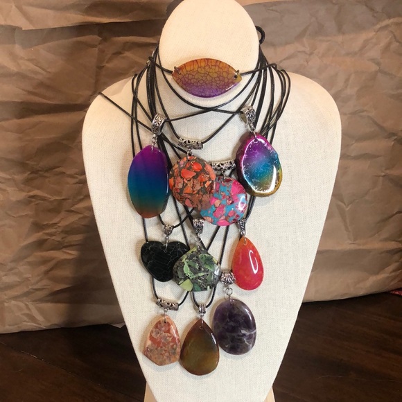 Natural Gemstones & Fossil Pendant Necklaces Hand Honed Ornate Bail BOUTIQUE - Picture 3 of 16